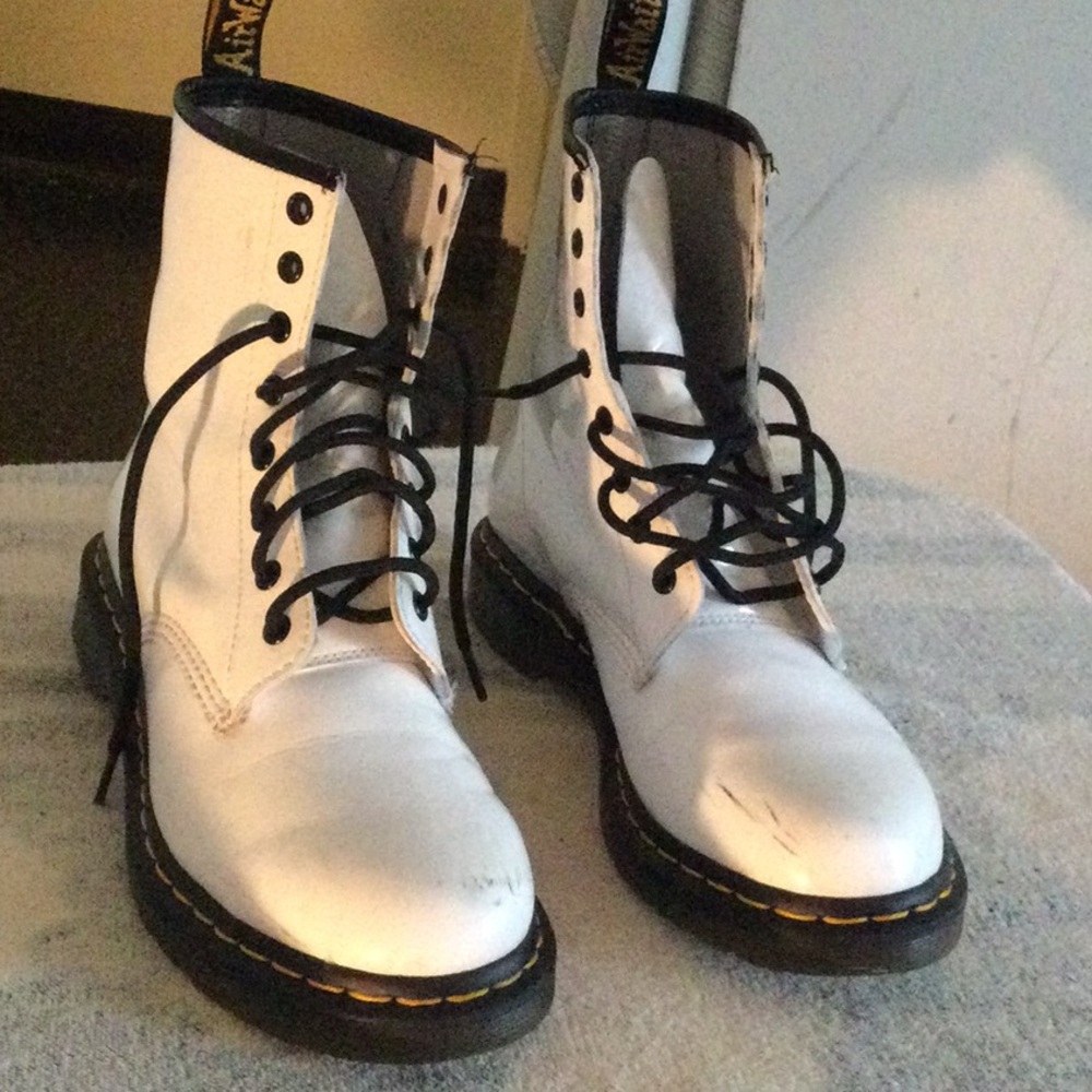 Dr. Martens 1460 White Boots with Black Accents